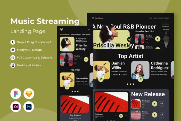 Astro Sound: A Modern Music Streaming Landing Page Template