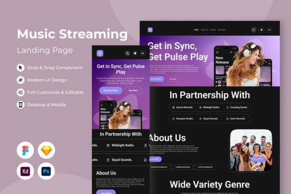 Pulse Play V2: A Modern Music Streaming Landing Page Design